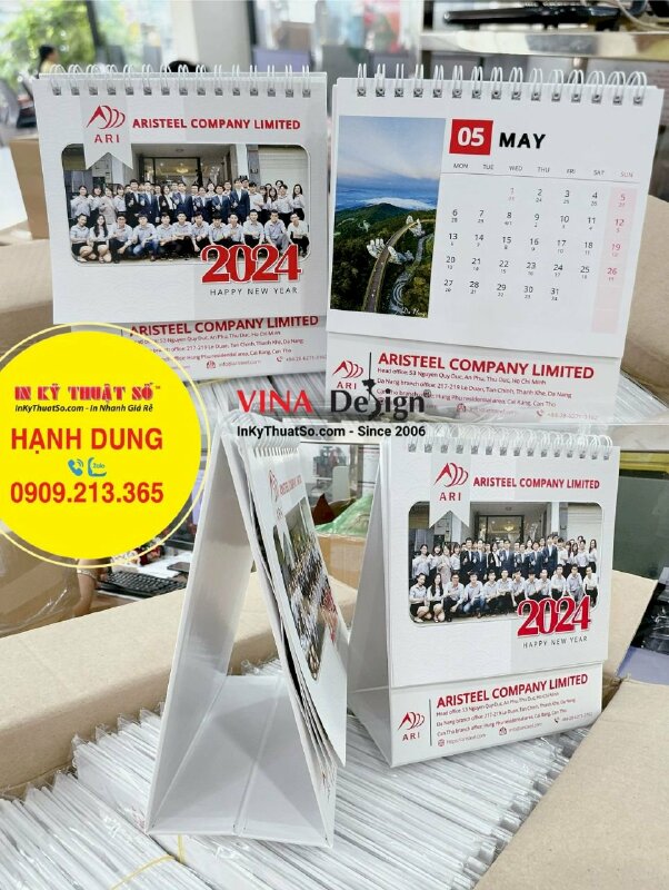 Sản xuất lịch để bàn chữ A 14cm x 16cm, in lịch Tết công ty kết cấu thép - INKTS1006