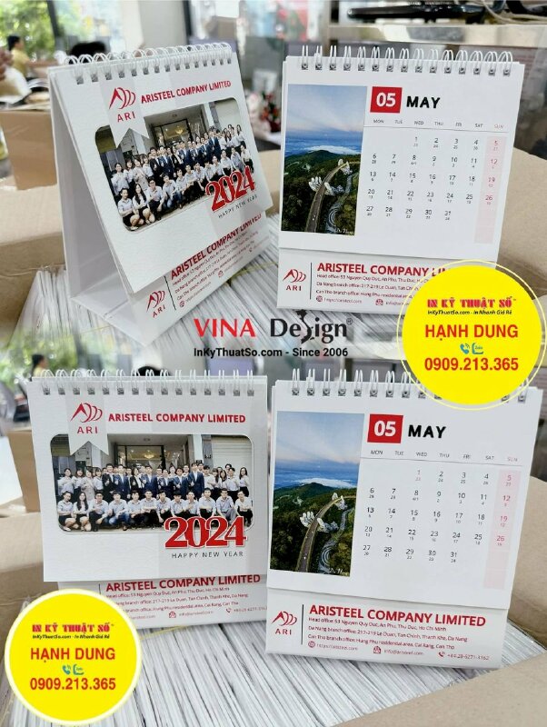 Sản xuất lịch để bàn chữ A 14cm x 16cm, in lịch Tết công ty kết cấu thép - INKTS1006