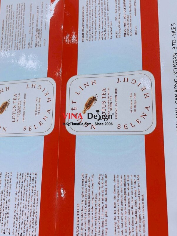 Tem dán túi zip đựng trà size lớn in giấy nhãn theo yêu cầu - INKTS1131