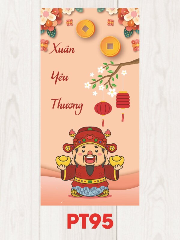 Thiết kế bao lì xì đẹp Thần Tài Xuân Yêu Thương - Mã PT95 - INKTS2551