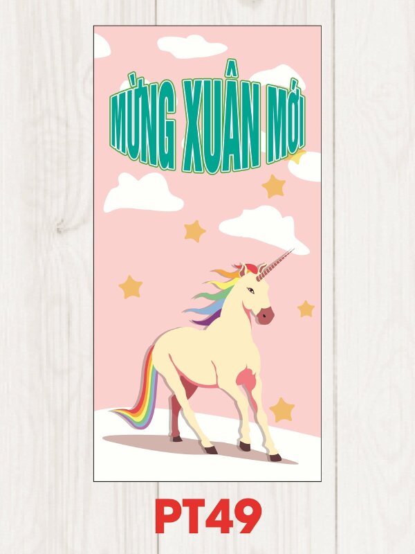 Thiết kế lì xì đơn giản Kỳ lân Unicorn Mừng Xuân Mới - Mã PT49 - INKTS2505