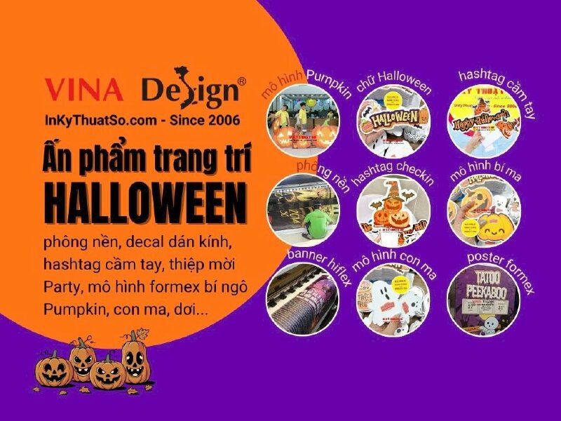 Top ấn phẩm Halloween trang trí in theo yêu cầu tại In Kỹ Thuật Số Since 2006