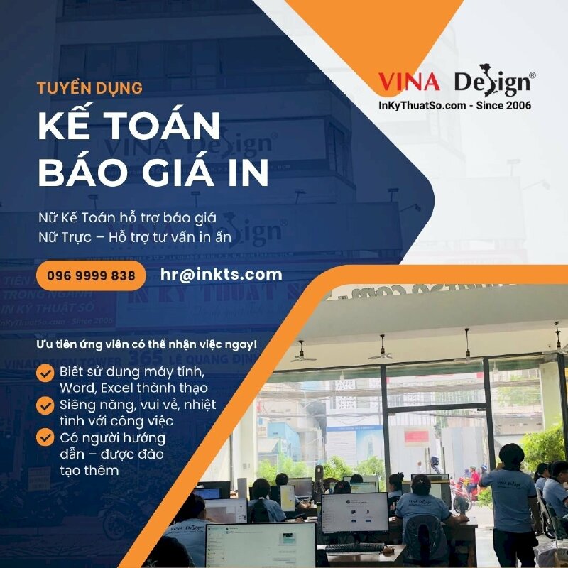Công ty In Kỹ Thuật Số tuyển dụng Nhân viên Kế toán bán hàng