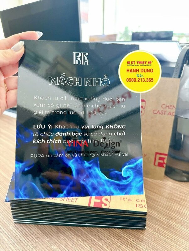 Bảng mica thông báo, lưu ý, mách nhỏ cho quán Billiards, Cafe, Gaming  - INKTS3618