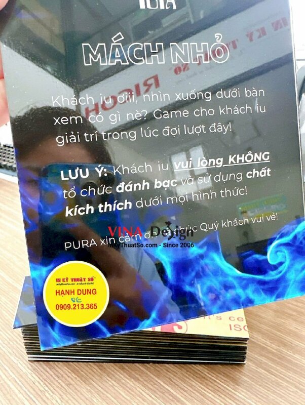 Bảng mica thông báo, lưu ý, mách nhỏ cho quán Billiards, Cafe, Gaming  - INKTS3618