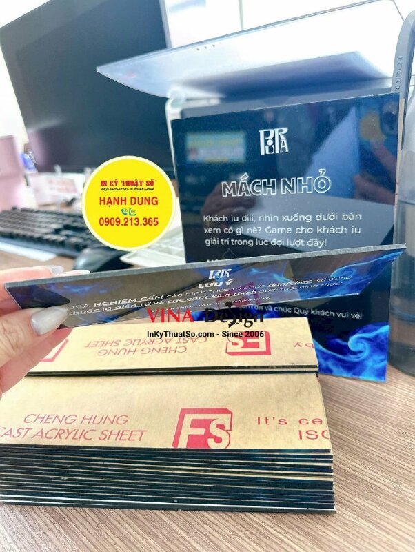 Bảng mica thông báo, lưu ý, mách nhỏ cho quán Billiards, Cafe, Gaming  - INKTS3618