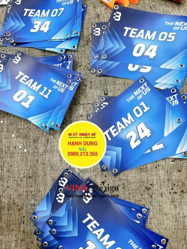 BIB chạy độ sử dụng để đánh dấu vận động viên, số báo danh VĐV chạy bộ, in PP cán mờ, đóng khoen 4 góc - INKTS3651
