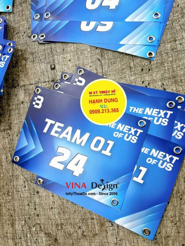 BIB chạy độ sử dụng để đánh dấu vận động viên, số báo danh VĐV chạy bộ, in PP cán mờ, đóng khoen 4 góc - INKTS3651