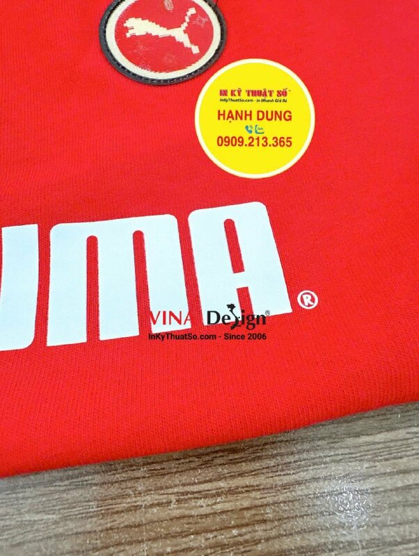 In áo thun khách hàng đưa qua, Decal Pet nhiệt ép 2 vị trí 1 áo - INKTS3620