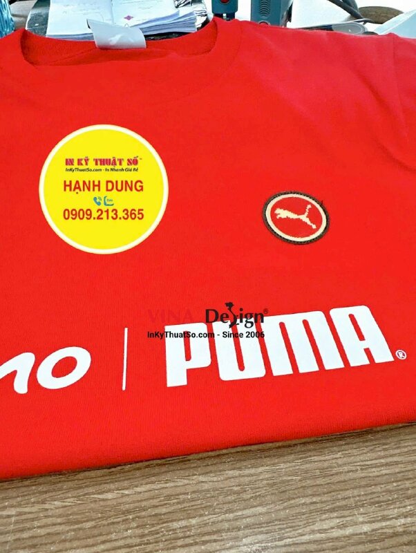 In áo thun khách hàng đưa qua, Decal Pet nhiệt ép 2 vị trí 1 áo - INKTS3620