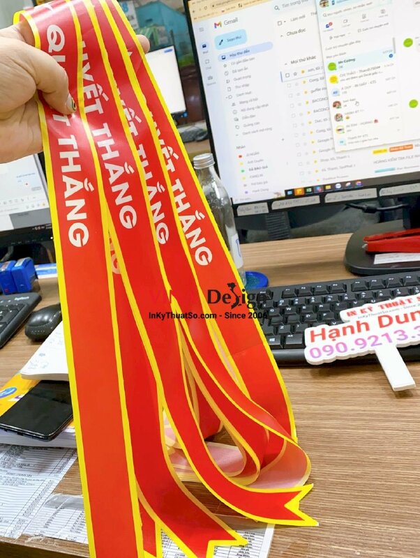 In băng rôn đeo đầu vải silk khẩu hiệu Văn Minh Quyết Thắng - INKTS539