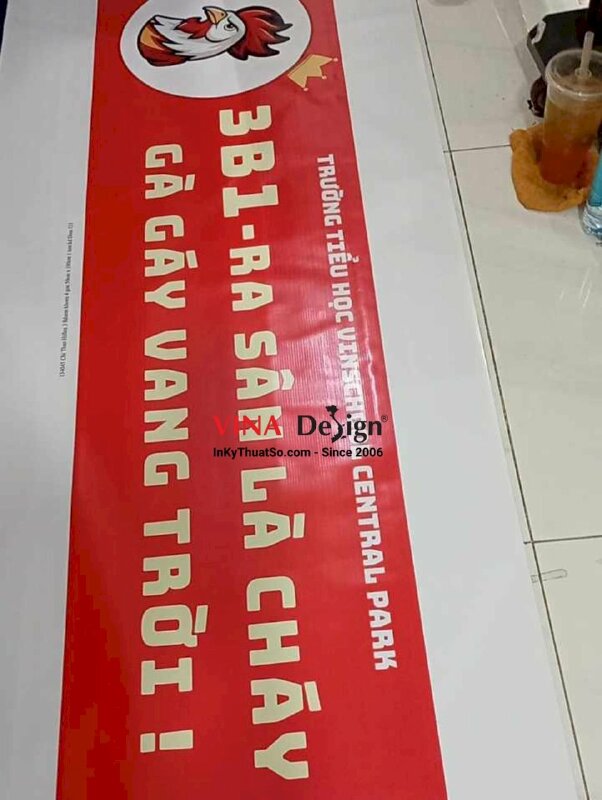 In banner ngang cổ vũ lớp tiểu học, bạt hiflex 3.8dzem, đóng khoen 4 góc - INKTS3602
