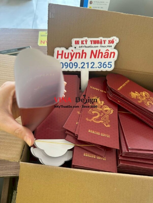 In bao lì xì cho quán coffee, 1000 bao lì xì giấy C200gsm khuôn chuẩn - INKTS1143