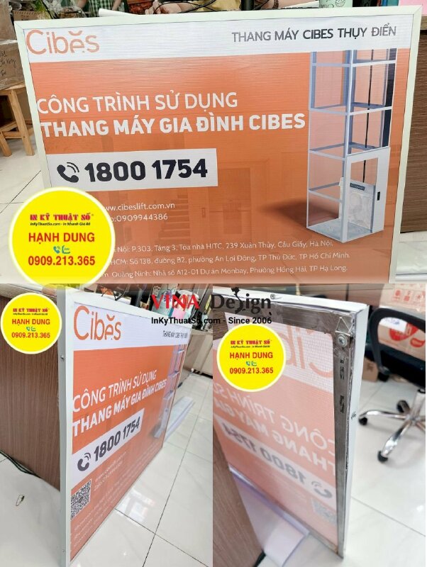 In biển bạt khung sắt giới thiệu sản phẩm treo tường văn phòng công ty, in bạt Hiflex 3.2zem - INKTS885