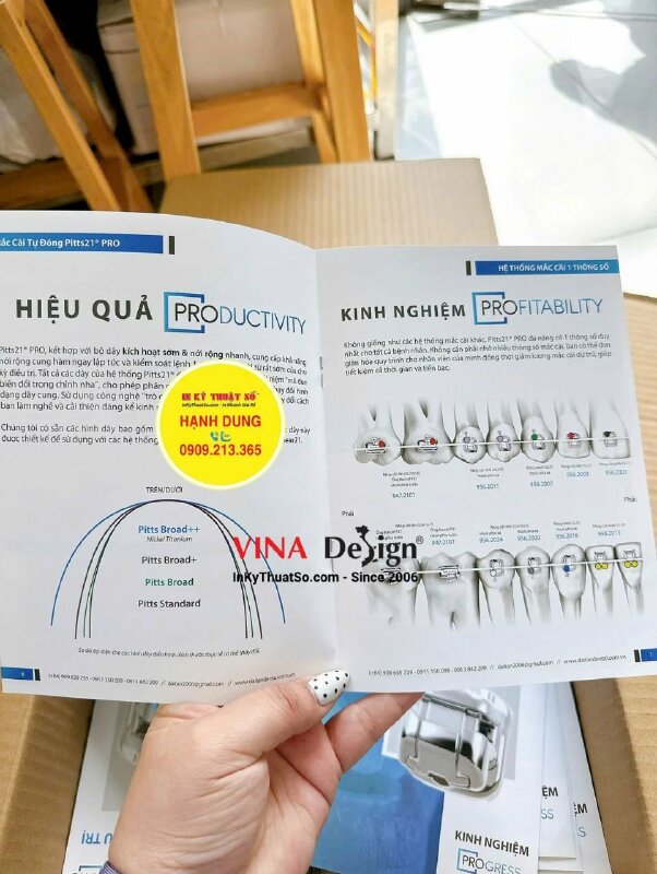 In Catologue thông tin sản phẩm Nha Khoa, catalogue khổ A5 đứng, bấm ghim giữa - INKTS3662