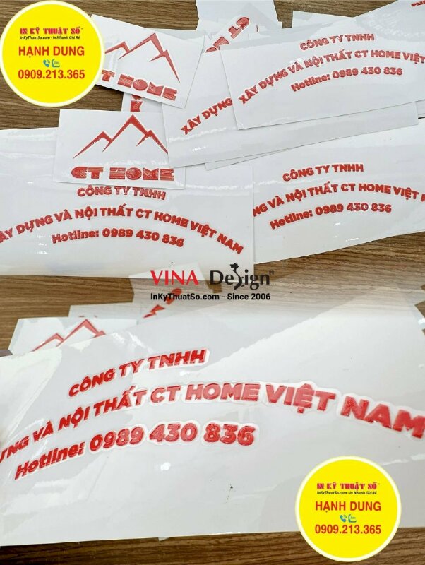 In DTF tem nổi logo công ty, tên công ty, hotline điện thoại công ty - INKTS1285