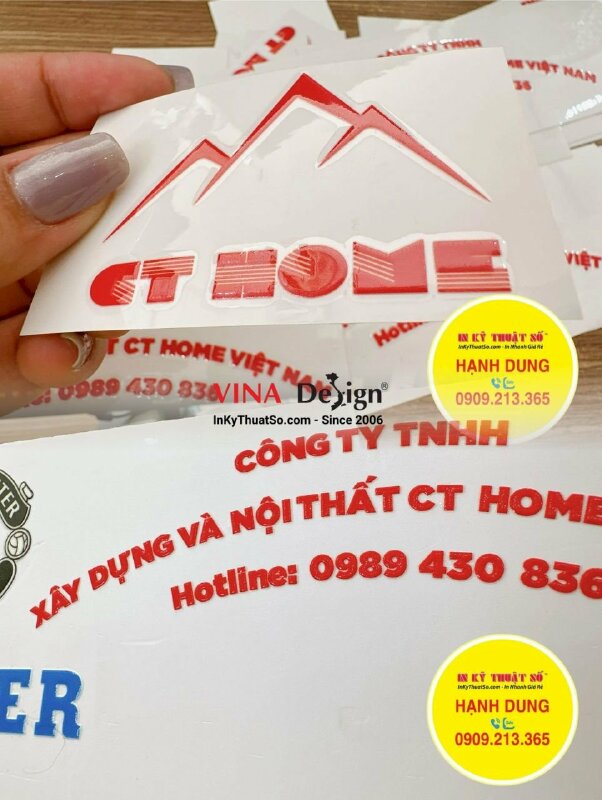 In DTF tem nổi logo công ty, tên công ty, hotline điện thoại công ty - INKTS1285