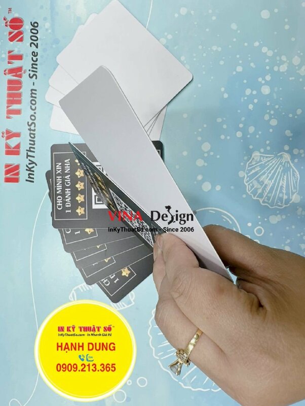 In mã QR code ra thẻ nhựa quét đánh giá review BarberShop tiệm cắt tóc - INKTS995