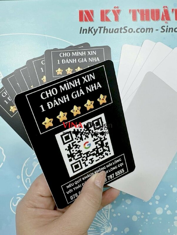 In mã QR code ra thẻ nhựa quét đánh giá review BarberShop tiệm cắt tóc - INKTS995