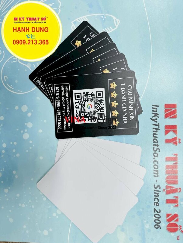 In mã QR code ra thẻ nhựa quét đánh giá review BarberShop tiệm cắt tóc - INKTS995