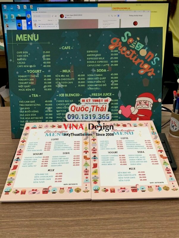 In menu Giáng Sinh cho quán cafe - INKTS993