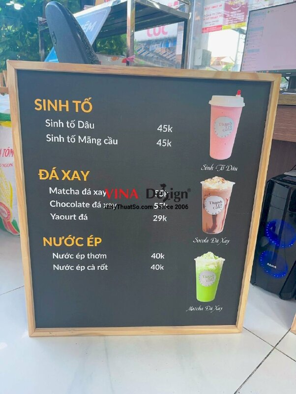 In menu treo tường, làm bảng menu treo tường quán coffee - INKTS695