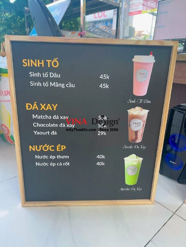 In menu treo tường, làm bảng menu treo tường quán coffee - INKTS695