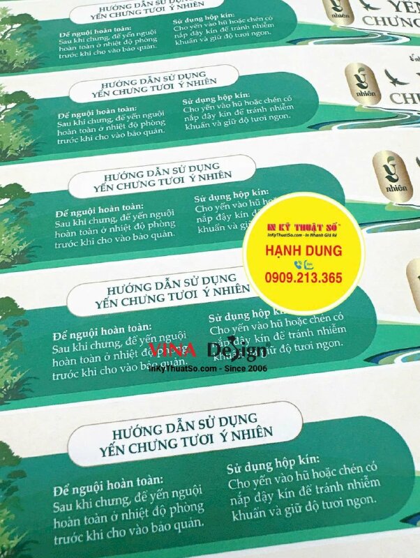 In nhãn giấy dán hũ Yến chưng tươi, tem decal giấy dạng dài - INKTS3661