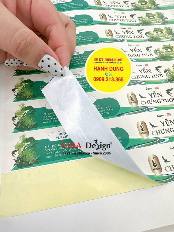 In nhãn giấy dán hũ Yến chưng tươi, tem decal giấy dạng dài - INKTS3661
