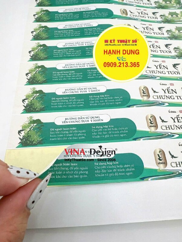 In nhãn giấy dán hũ Yến chưng tươi, tem decal giấy dạng dài - INKTS3661