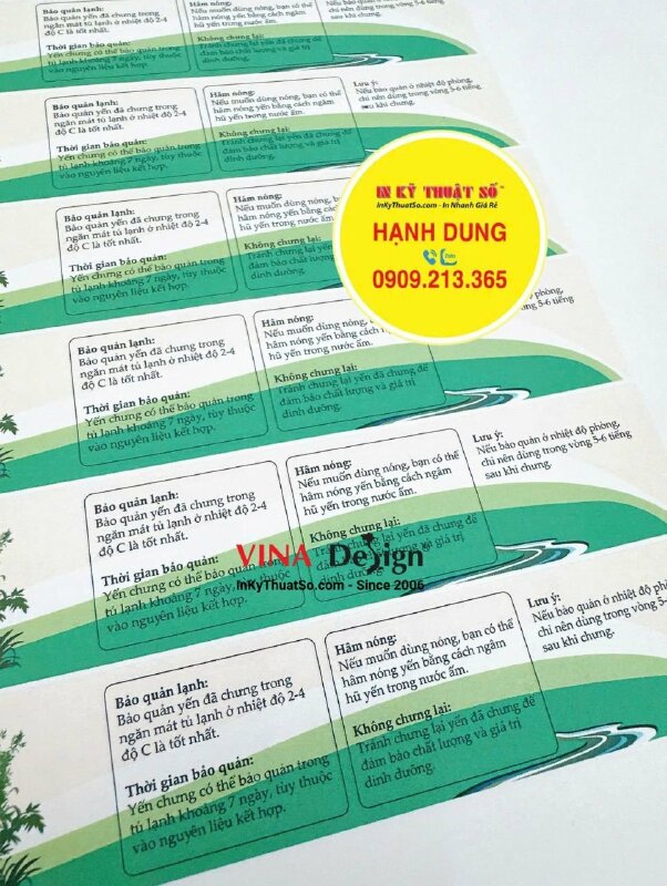 In nhãn giấy dán hũ Yến chưng tươi, tem decal giấy dạng dài - INKTS3661