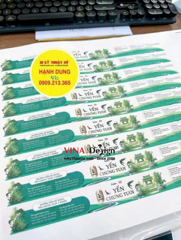 In nhãn giấy dán hũ Yến chưng tươi, tem decal giấy dạng dài - INKTS3661