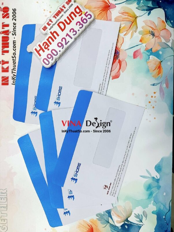 In phong bì 12x22 cm, phong bì có cửa sổ kiếng, keo nắp, in phong bì công ty bất động sản - INKTS627