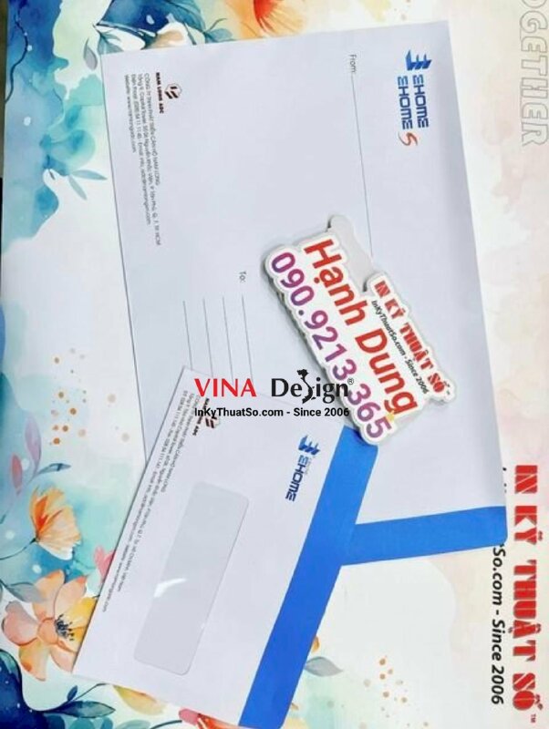 In phong bì 12x22 cm, phong bì có cửa sổ kiếng, keo nắp, in phong bì công ty bất động sản - INKTS627