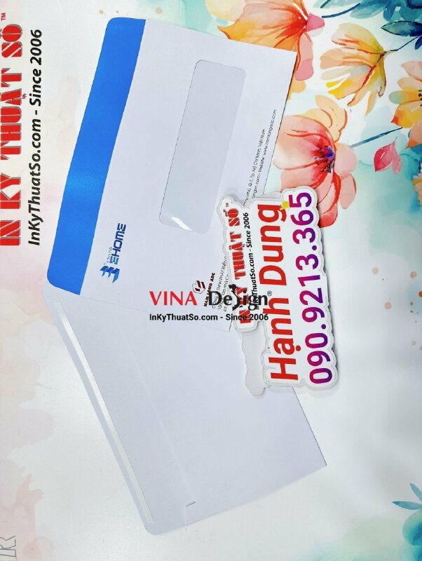 In phong bì 12x22 cm, phong bì có cửa sổ kiếng, keo nắp, in phong bì công ty bất động sản - INKTS627