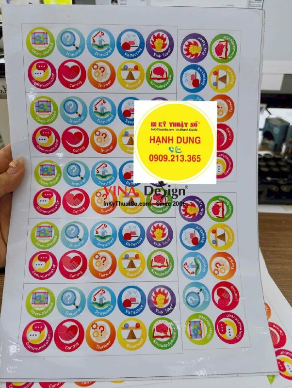 In set A4 tem nhãn tròn Decal sữa dán quà tặng học sinh - INKTS3624