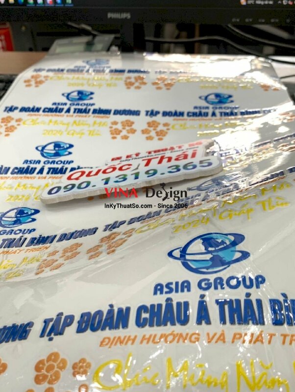 In tem nhãn logo công ty chúc mừng năm mới, tem nổi UV DTF in UV - INKTS1090