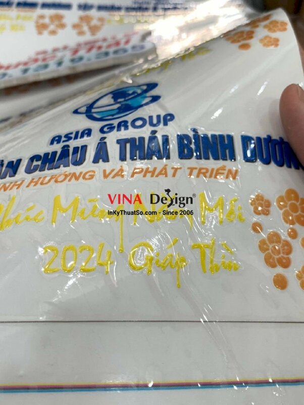 In tem nhãn logo công ty chúc mừng năm mới, tem nổi UV DTF in UV - INKTS1090