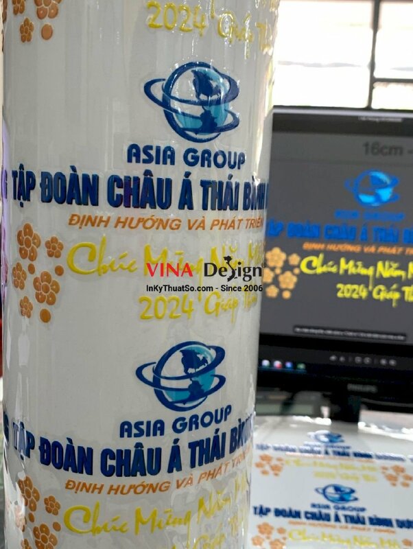 In tem nhãn logo công ty chúc mừng năm mới, tem nổi UV DTF in UV - INKTS1090