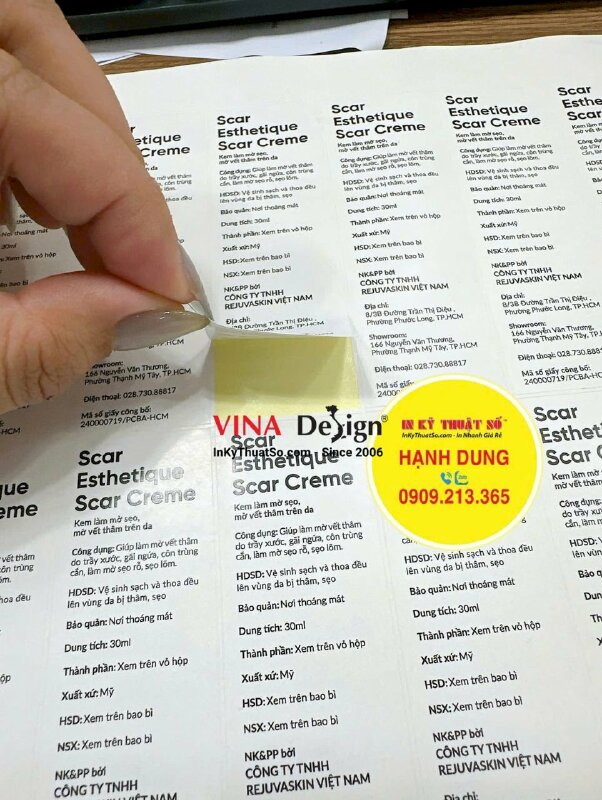 In tem phụ dán nhãn mỹ phẩm nhập khẩu, tem decal giấy không màng - INKTS3646