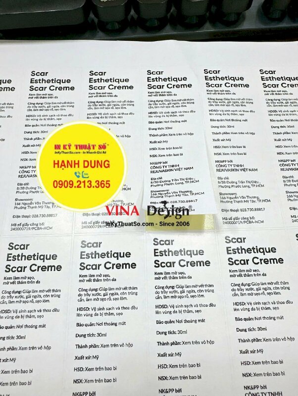 In tem phụ dán nhãn mỹ phẩm nhập khẩu, tem decal giấy không màng - INKTS3646