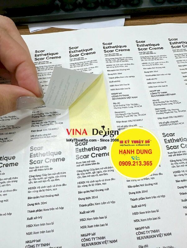 In tem phụ dán nhãn mỹ phẩm nhập khẩu, tem decal giấy không màng - INKTS3646