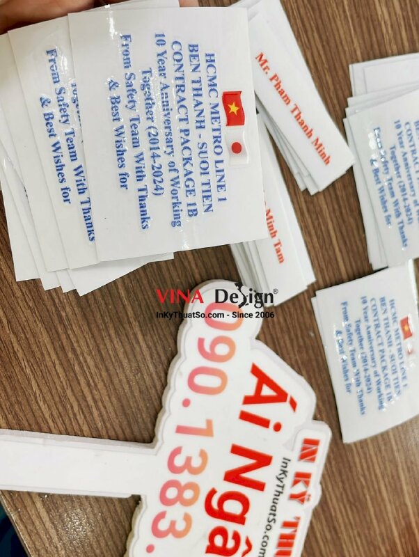 In tem UV DTF dán ly kỷ niệm 10 Year Anniversary of Working Together & Tên người nhận - INKTS1130