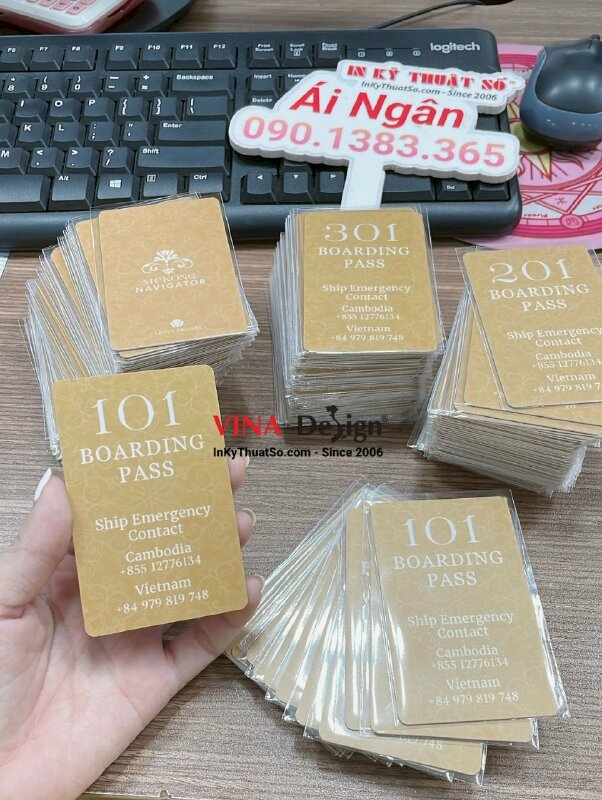 In thẻ nhựa Boarding Pass, thẻ lên tàu nhựa PVC cho công ty lữ hành - INKTS1170