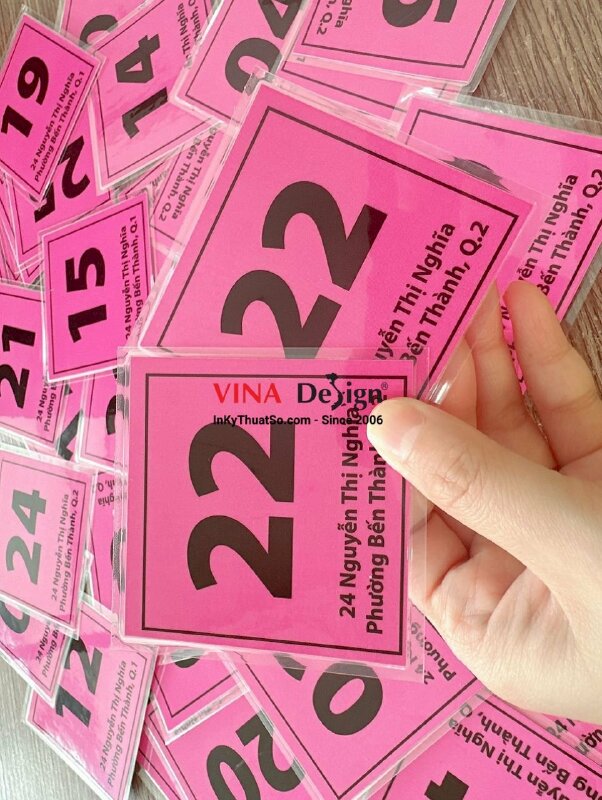 In thẻ xe giấy ép plastic, thẻ gửi xe hình vuông ép plastic - INKTS1016