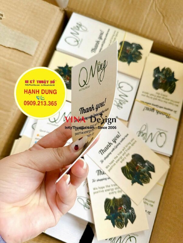 In thiệp cảm ơn 2 mặt nội dung cho nhà vườn, dạng tag giấy mỹ thuật Astropack 350gsm - INKTS3644