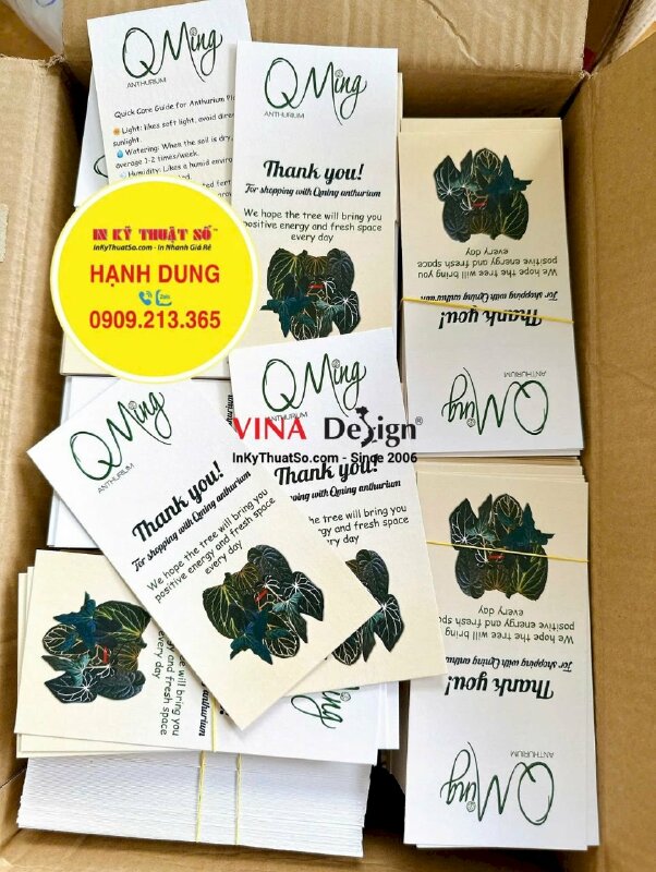 In thiệp cảm ơn 2 mặt nội dung cho nhà vườn, dạng tag giấy mỹ thuật Astropack 350gsm - INKTS3644