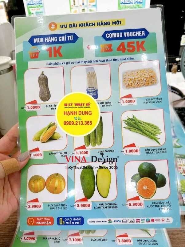 In tờ rơi ép plastic khổ A4 chống nước thông tin quảng cáo ứng dụng siêu thị online - INKTS3645