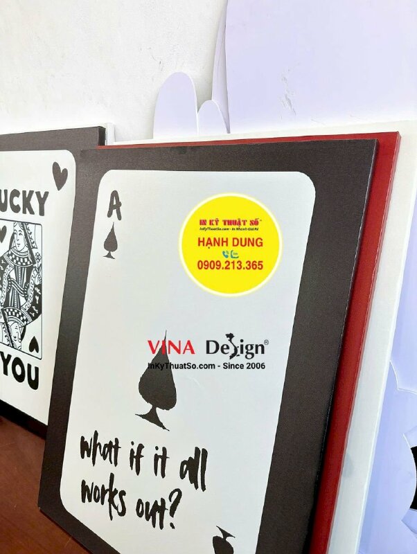 In tranh Canvas hình lá bài treo tường, đóng khung chassis tràn viền (cạnh không in) - INKTS3663
