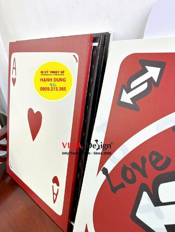 In tranh Canvas hình lá bài treo tường, đóng khung chassis tràn viền (cạnh không in) - INKTS3663